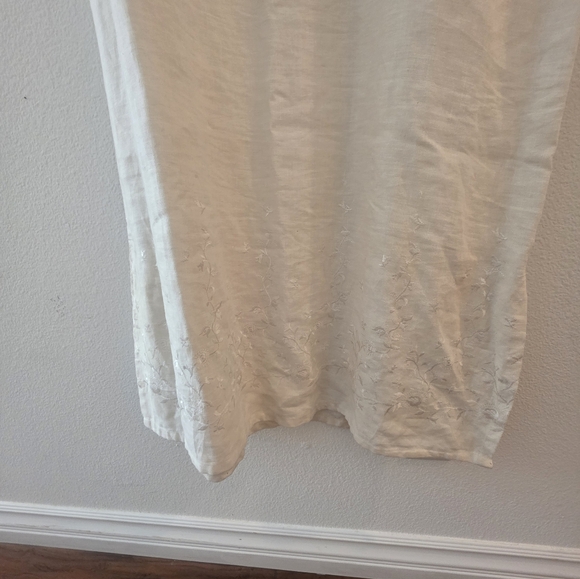 Elegant Cream Sleeveless Maxi Dress 100%l linen Size16 - Picture 5 of 7